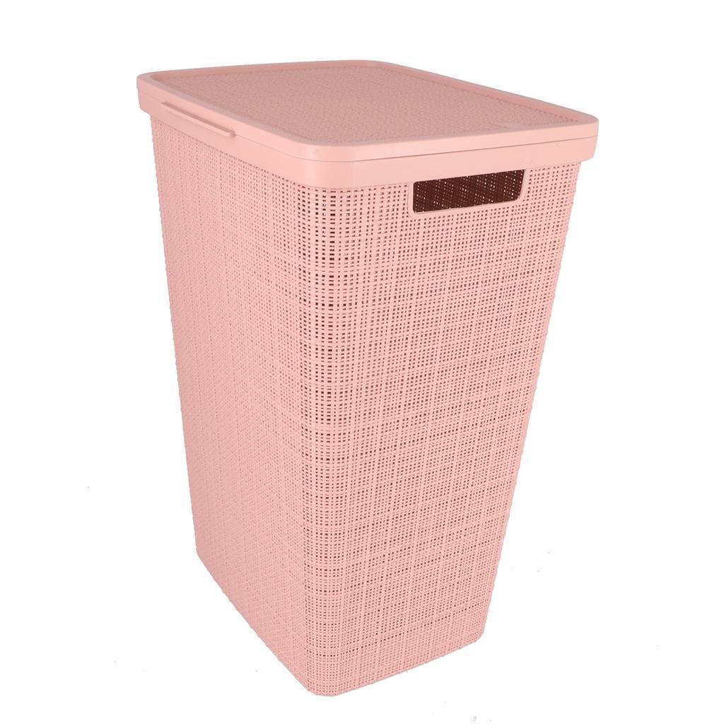 Curver Curver Waschkorb mit Deckel Jute Look 58L Pink