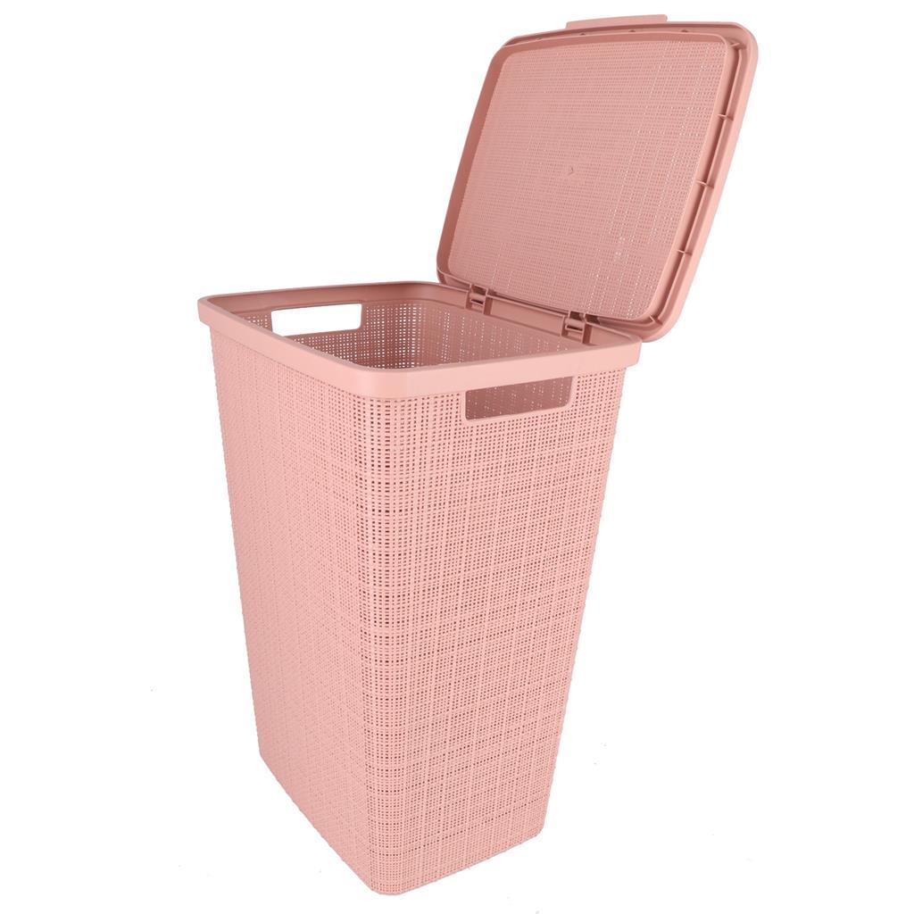 Curver Curver Waschkorb mit Deckel Jute Look 58L Pink