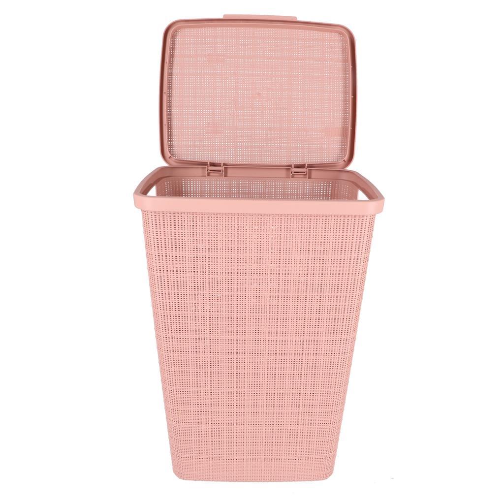 Curver Curver Waschkorb mit Deckel Jute Look 58L Pink