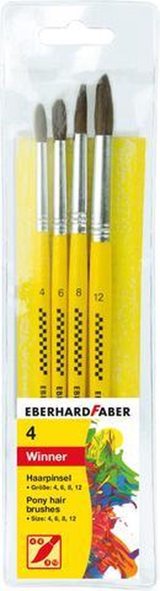 Eberhard Faber Pinselset – Gewinner – 4 Stück – Ponyhaar – 4-6-8-12 – EF-579922