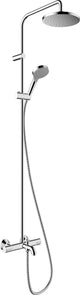 Hansgrohe Regenduschset Lackmischung mit Wannenthermostat Chrom