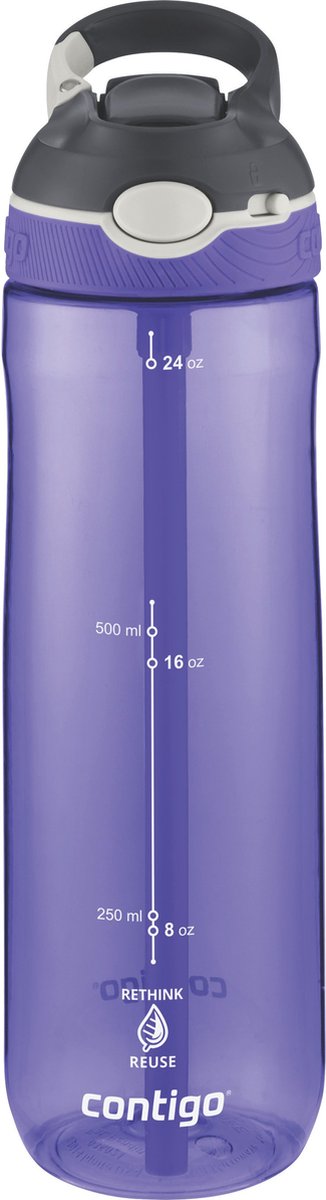 Contigo Ashland Autospout-Wasserflasche mit Strohhalm | große BPA-freie Trinkflasche mit 720 ml | Sportflasche | auslaufsichere Trinkflasche | ideal für die Schule, das Fitnessstudio, Radfahren, Laufen, Walken | Weinrebe