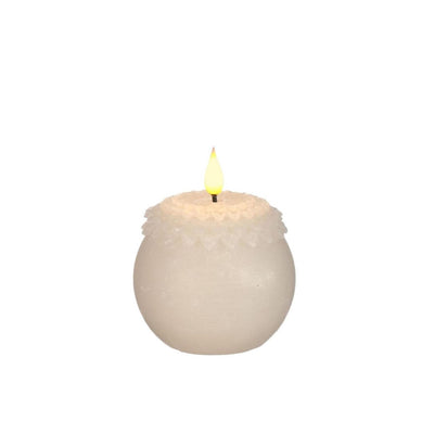 Ideen 4 Jahreszeiten LED-Kerze Wachs Blume Perle Creme ø9xh12cm