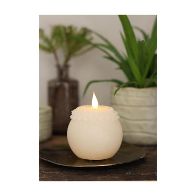 Ideen 4 Jahreszeiten LED-Kerze Wachs Blume Perle Creme ø9xh12cm