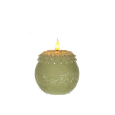 Ideen 4 Jahreszeiten LED-Kerze Wachsblume perlgrün ø9xh12cm