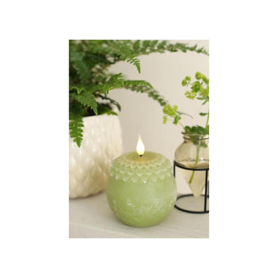 Ideen 4 Jahreszeiten LED-Kerze Wachsblume perlgrün ø9xh12cm