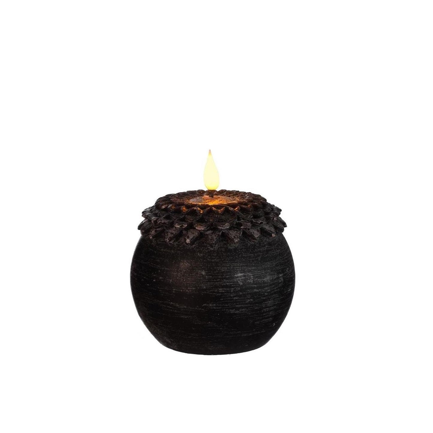 Ideen 4 Jahreszeiten LED-Kerze Wachs Blume Perle schwarz ø9xh12cm