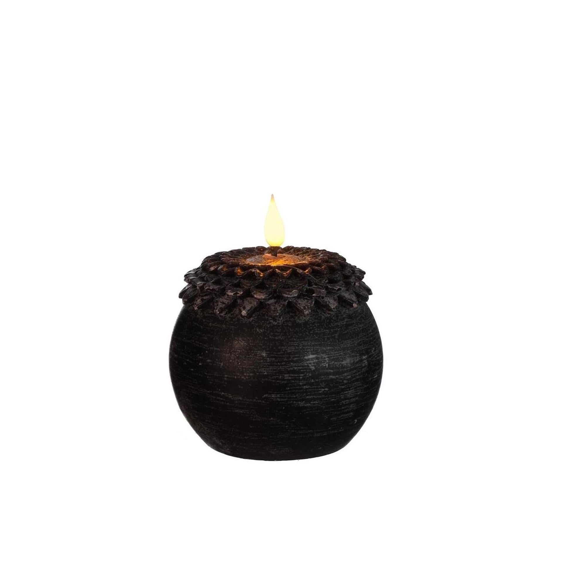 Ideen 4 Jahreszeiten LED-Kerze Wachs Blume Perle schwarz ø9xh12cm