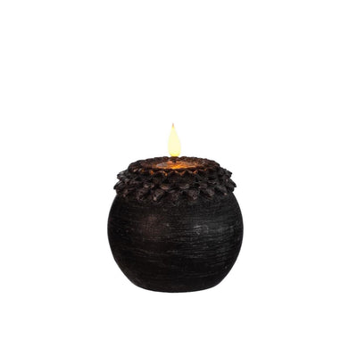 Ideen 4 Jahreszeiten LED-Kerze Wachs Blume Perle schwarz ø9xh12cm