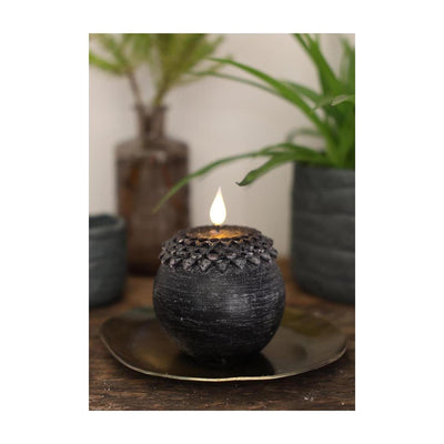 Ideen 4 Jahreszeiten LED-Kerze Wachs Blume Perle schwarz ø9xh12cm