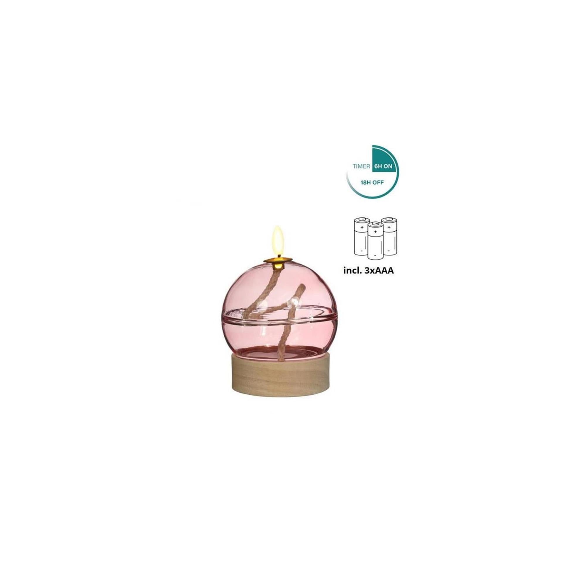 Ideen 4 Jahreszeiten LED-Öllampe rosa mit Timer ø10xh13,5cm