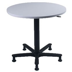 Bach hellgrauer Hammerer-Schreibtisch, runde, höhenverstellbare schwarze Beine, 800 x 720–1140 mm