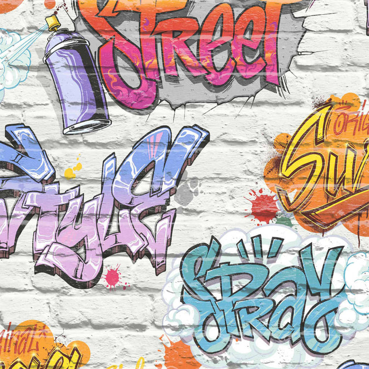 Niederländische Wandverkleidung Niederländische Wandverkleidung Wallpaper Graffiti mehrfarbig L179-05
