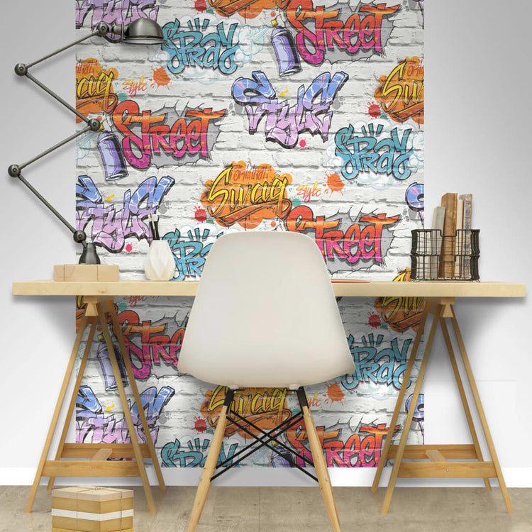 Niederländische Wandverkleidung Niederländische Wandverkleidung Wallpaper Graffiti mehrfarbig L179-05