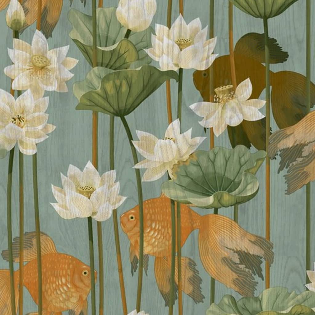 Niederländische Wandverkleidung Niederländische Wandverkauftapeten Fisch Blume Grün grün