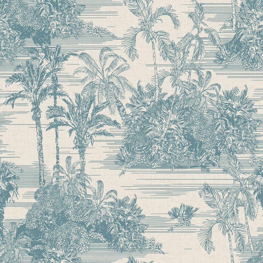 Niederländische Wandverkleidung niederländische Wandverkleidung Wallpaper Tropical Beige und Lichtblauw