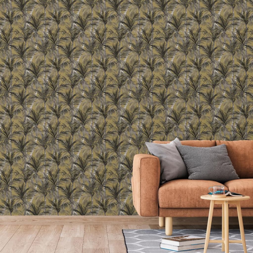 Niederländische Wandverkleidung Niederländische Wandverkauftapeten Palmen Gold und Schwarz