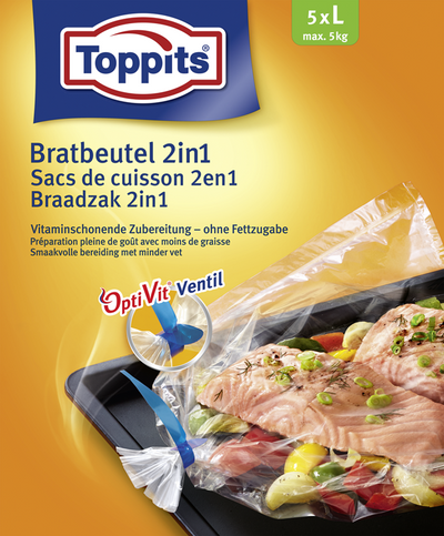 Toppits 1070766 - Bratbeutel 2in1 Bratbeutel Größe L | 20 Stück
