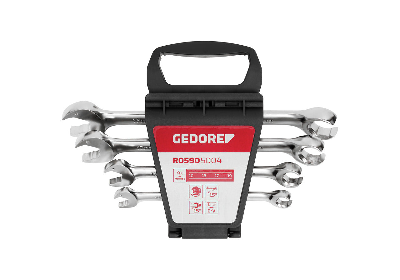 Gedore Red OpenRing-Steekratelset 10-19 mm Silber 4-Stück