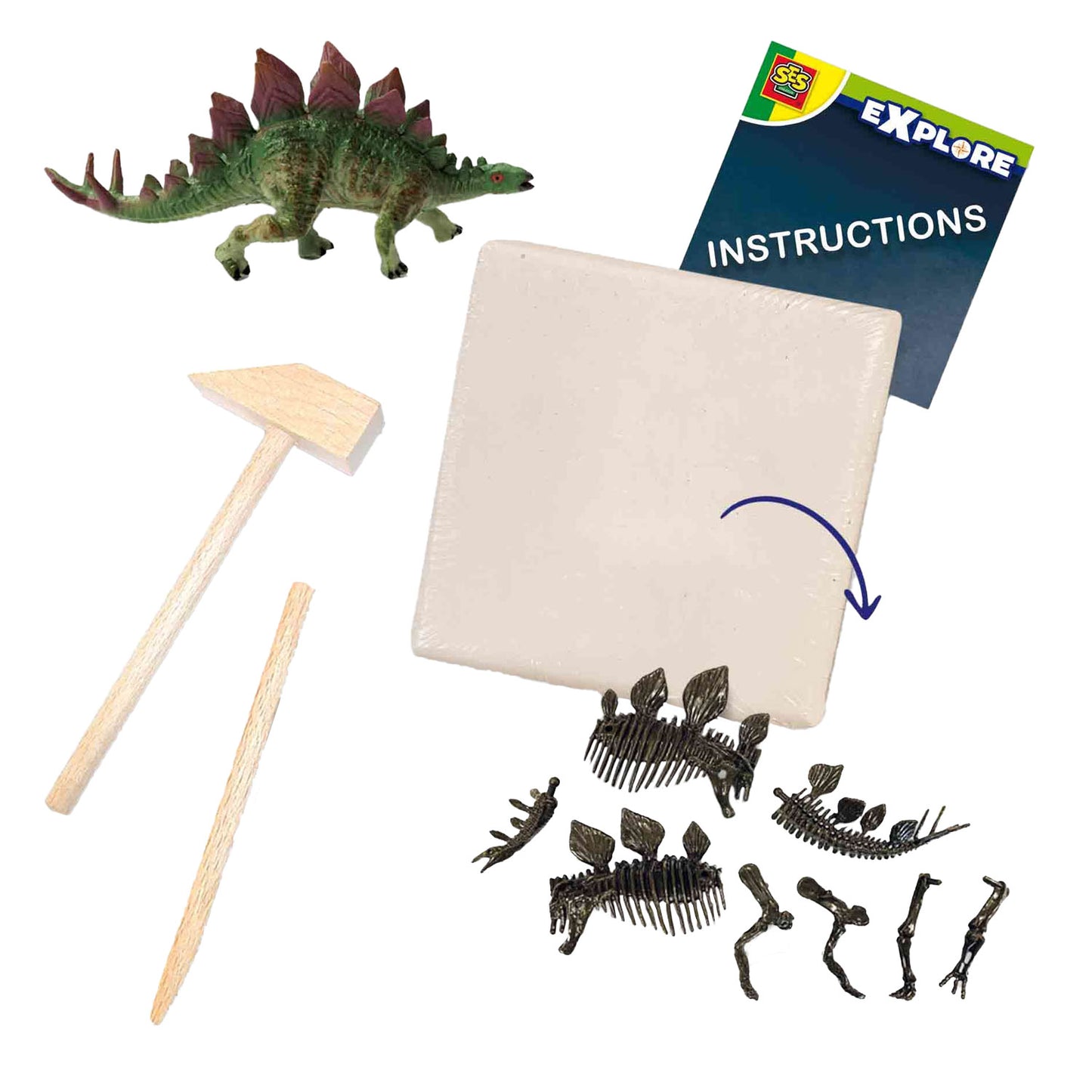 SES Erkunden und Skelett grub 2in1Stegosaurus aus
