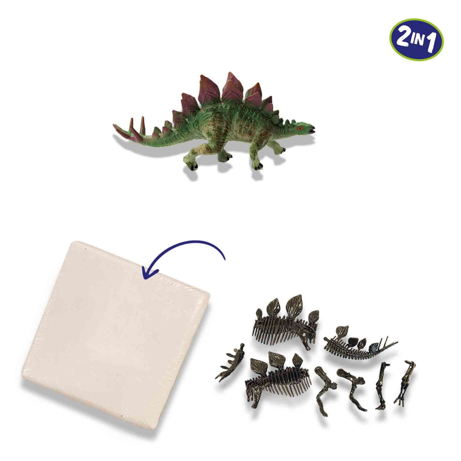 SES Erkunden und Skelett grub 2in1Stegosaurus aus