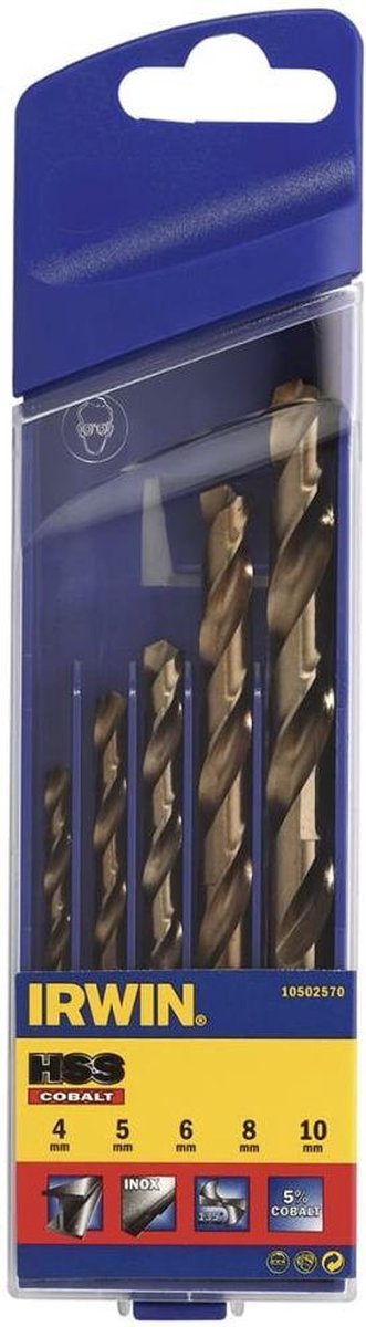 Irwin HSS-Kobaltbohrer-Set 5-teilig 4 5 6 8 10 mm 10502570