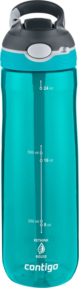 Contigo Ashland Autospout-Wasserflasche mit Strohhalm | große BPA-freie Trinkflasche mit 720 ml | Sportflasche | auslaufsichere Trinkflasche | ideal für die Schule, das Fitnessstudio, Radfahren, Laufen, Walken | Tauchen