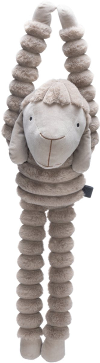 Entworfen von Lotte Reza Hunde-Kuscheltier zum Aufhängen, Schaf – Hundespielzeug – dicker gerippter Stoff – beige – 62 x 21 x 17 cm