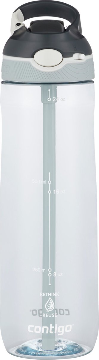 Contigo Ashland Autospout-Wasserflasche mit Strohhalm | große BPA-freie Trinkflasche mit 720 ml | Sportflasche | auslaufsichere Trinkflasche | ideal für die Schule, das Fitnessstudio, Radfahren, Laufen, Walken | Makrone