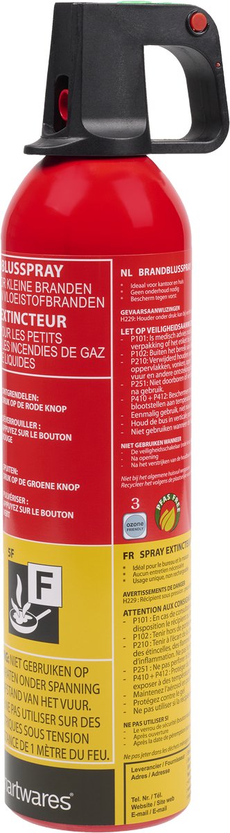 Smartwares fex-15371 – Löschspray 750 ml – geeignet für Auto, Wohnwagen – PFAS-frei – A + F