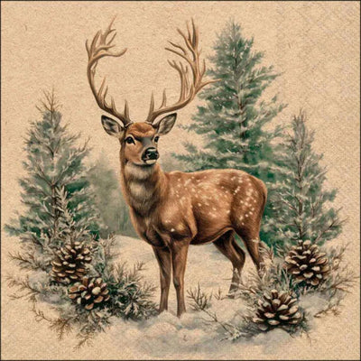 Ambiente Servietten Winterhirsch 33x33cm recyceltes Naturpapier FSC Mix