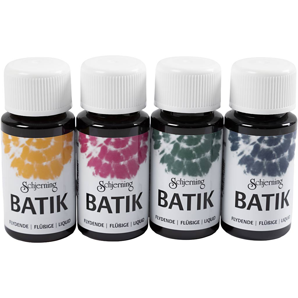 Schjerning Batikfarbe, Marineblau, Grün, Rosa, Orangegelb, 4x50 ml 1 Box