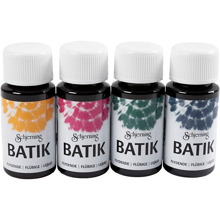 Schjerning Batikfarbe, Marineblau, Grün, Rosa, Orangegelb, 4x50 ml 1 Box
