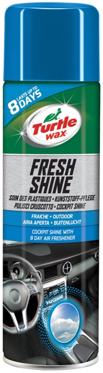 Turtle Wax GL Fresh Shine Outdoor – reinigt und stellt den Glanz wieder her – für Kunststoffteile im Innenraum – verleiht einen frischen Duft – bis zu 8 Tage – antistatisch – 500 ml