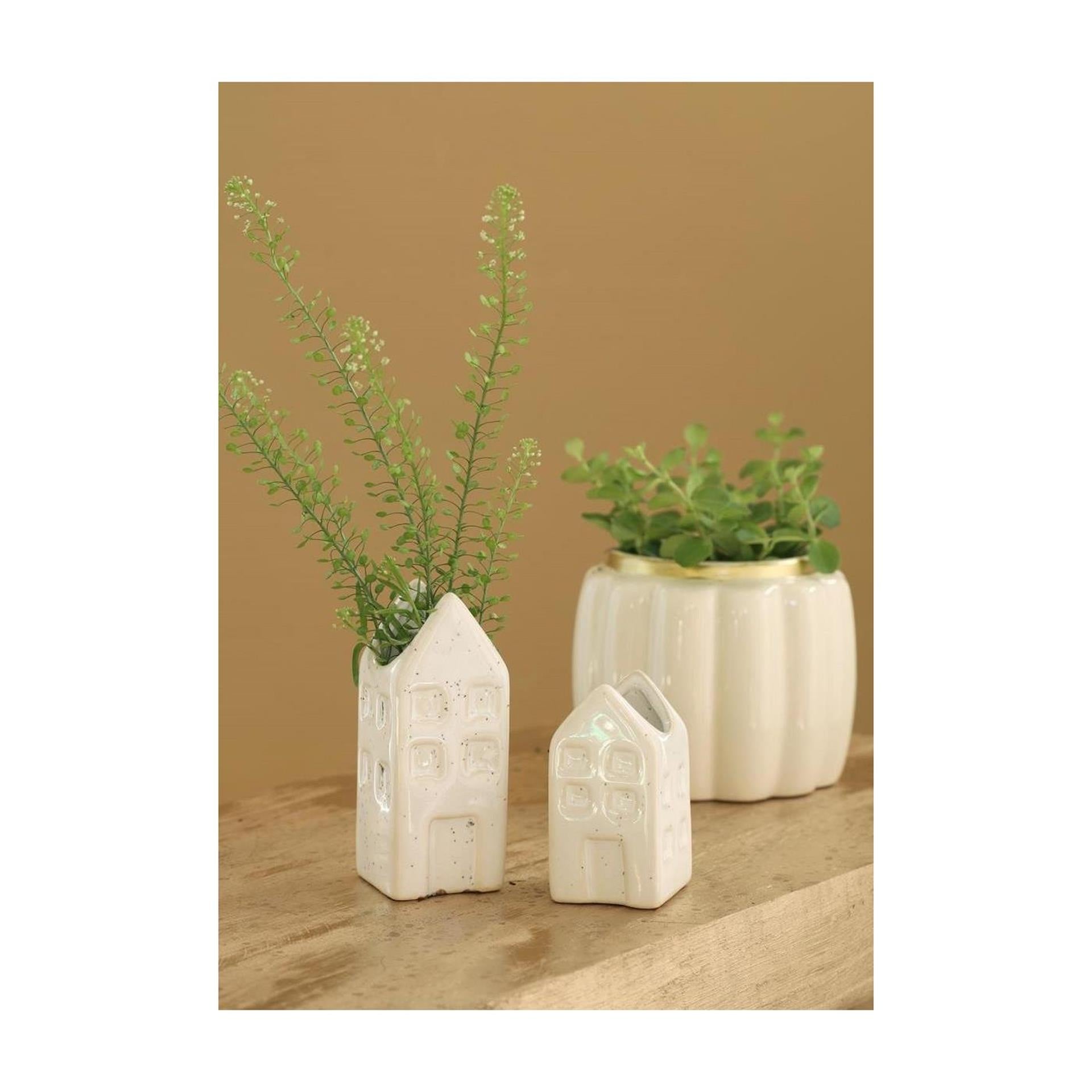 Ideen 4 Jahreszeiten Blumenvase Haus Amsterdam Creme 3x3x6cm