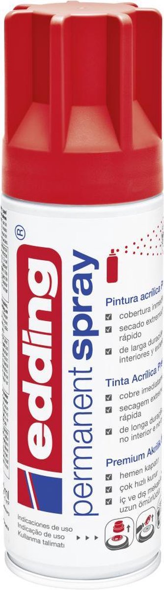 Edding 5200 Permanent Spray Premium Acrylfarbe Verkehrsrot matt RAL 3020