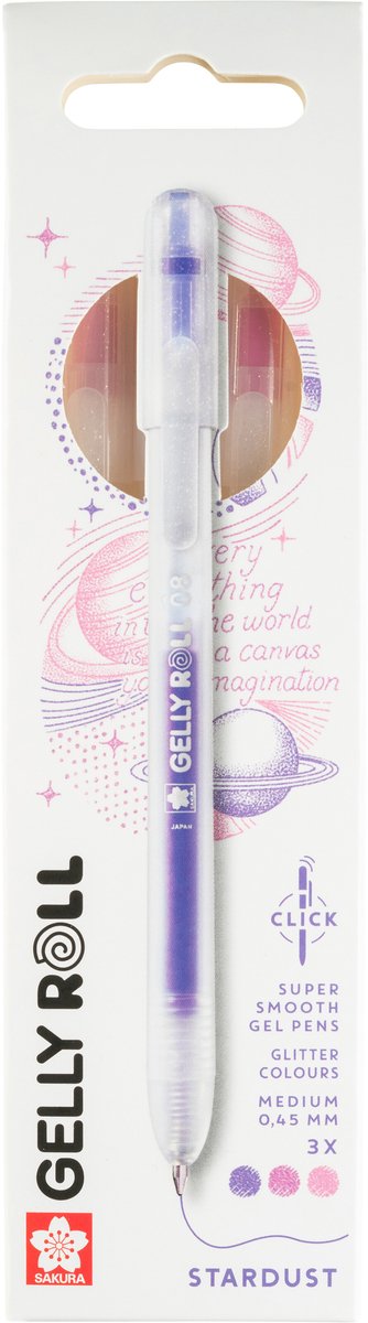Sakura • Gelly Roll einziehbares Sternenstaub-Set rosa lila 3tlg