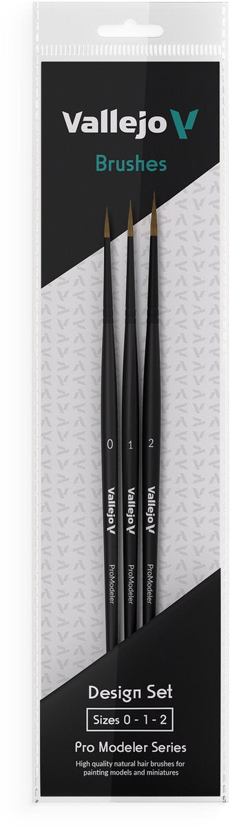 Vallejo Hobby-Pinsel – Valb01991 Design-Pinsel-Set – Naturhaar – Größen 0, 1 und 2 Pinsel