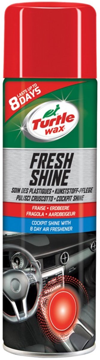Turtle Wax GL Fresh Shine Erdbeere – für alle Kunststoffteile im Innenraum – reinigt, glänzt und wirkt antistatisch – mit angenehmem Erdbeerduft – 500 ml