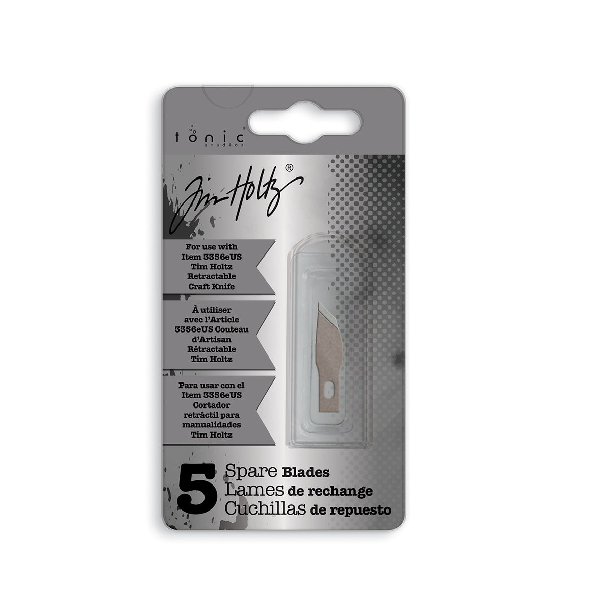 Tonic Studios • Tim Holtz einziehbares Bastelmesser, Ersatzklingen, breite Spitze, 5 Stück