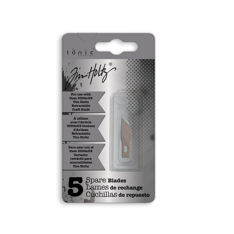 Tonic Studios • Tim Holtz einziehbares Bastelmesser, Ersatzklingen, breite Spitze, 5 Stück