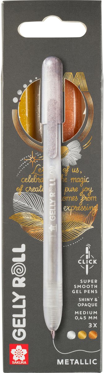 Sakura • Gelly Roll einziehbares Metallic-Set, Silber, Gold, Kupfer, 3-tlg