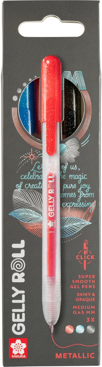 Sakura • Gelly Roll einziehbares Metallic-Set rot blau schwarz 3tlg