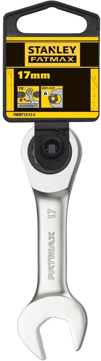 Stanley – Fatmax Stubby-Maulschlüssel mit Ratsche 17 mm – Maulschlüssel – Schraubenschlüssel-Werkzeug – 1 Stück(e)