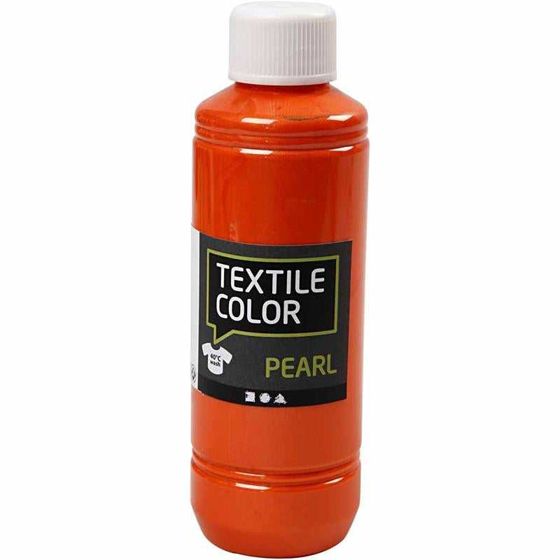 Creativ Company Textilfarbe, Perlmutt, Orange, 250 ml 1 Flasche