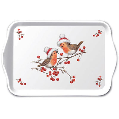 Ambiente-Tablett 13x21cm Weihnachtsrotkehlchen