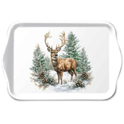 Ambiente Tablett Winterhirsch Melamin 13x21 cm weiß