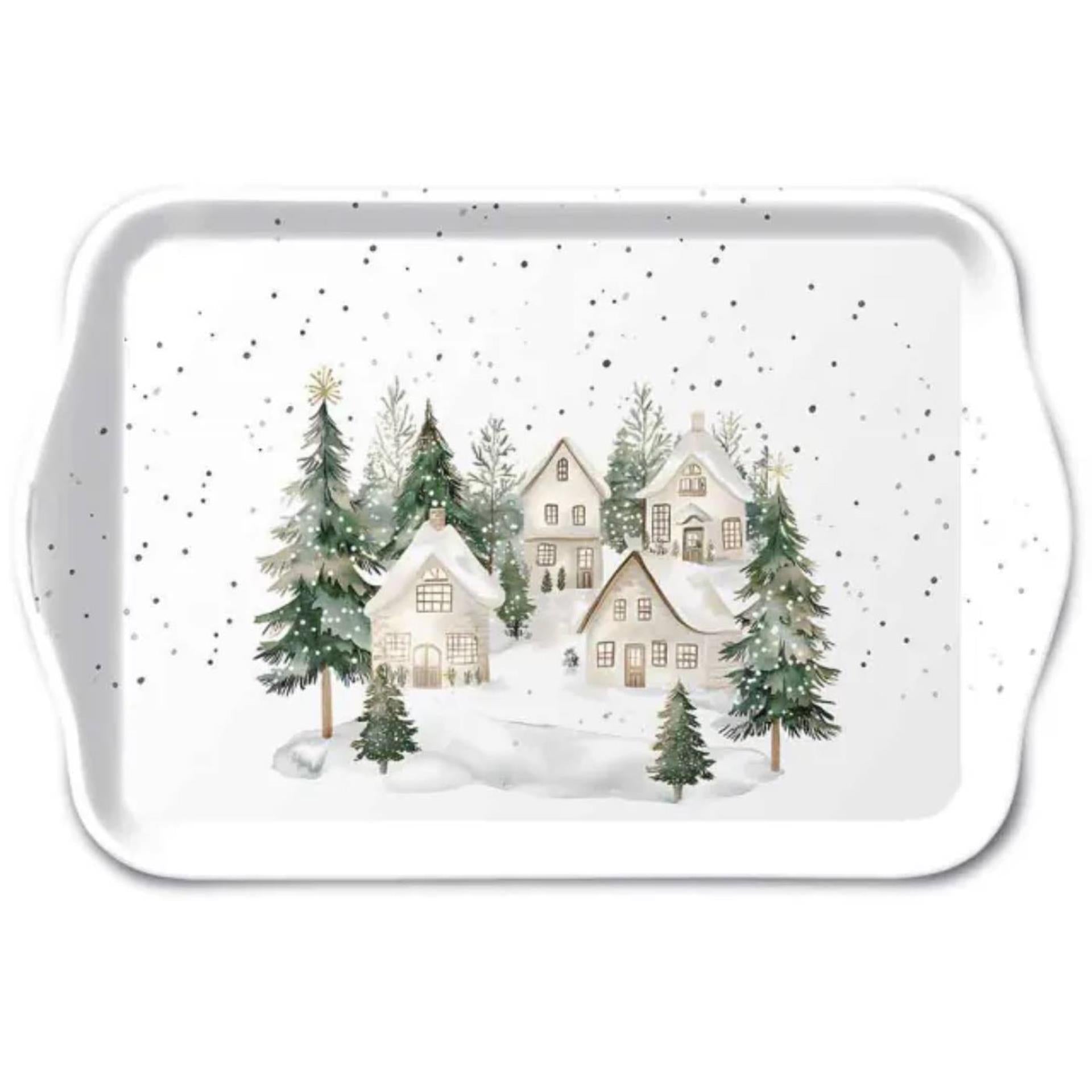Ambiente Tablett Melamin verschneite Häuser 13x21 cm