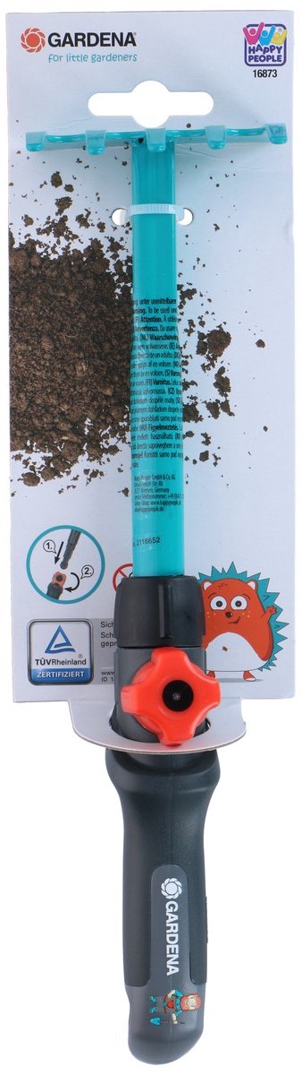 Gardena Kinderrechen combisystem – Rechen für Kinder mit Klicksystem und Drehknopf – Laubharke mit Stiel für die Gartenarbeit – combisystem-Gartengeräte