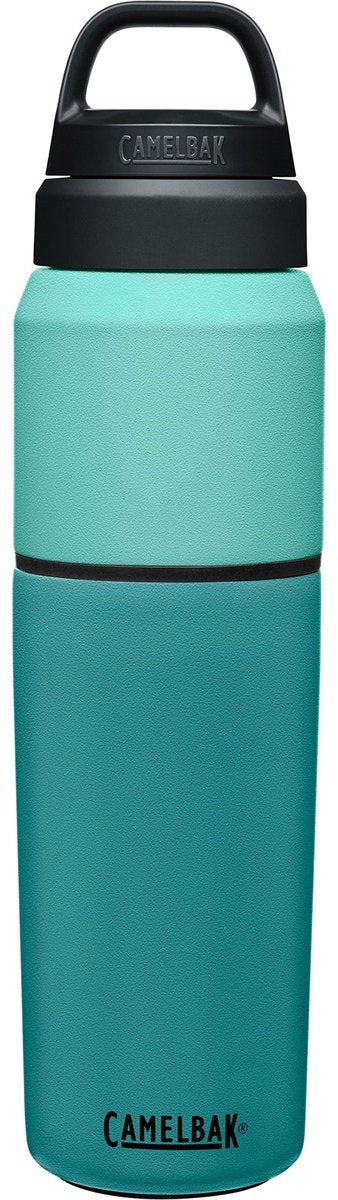 Camelbak Multibev Vakuum-Edelstahl – Wasserflasche mit abnehmbarem Kaffee-Tee-Becher – 650 ml + 500 ml – grün grün (Küstenlagune)